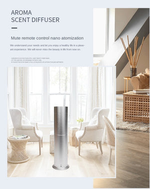 LUXPERFUME Column Aroma Diffuser with 120ml capacity, smart touch control, premium metal finish for home, office, or hotel use