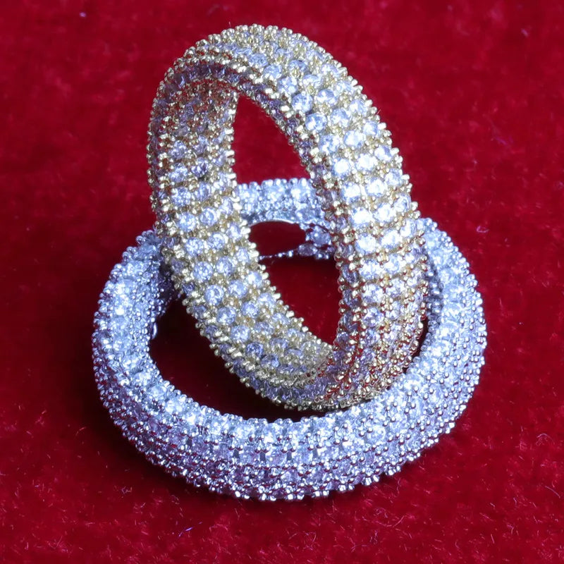 Iced-out Cubic Zirconia Ring for Men 24k Gold Color Plated Hip Hop Rock Street Jewelry