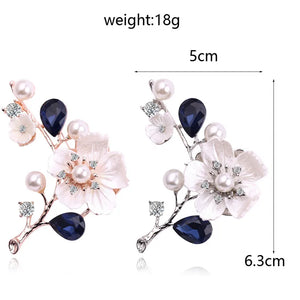 New Fashion and Elegant Wedding Brooch Plant Plum Blossom Crystal Pearl Breast Ladies Wedding Set Gift