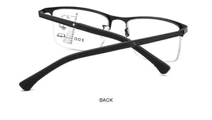 Progressive multifocus reading glasses by Hot Trend Vault with anti-blue light lens and spring hinge for unisex presbyopia use.