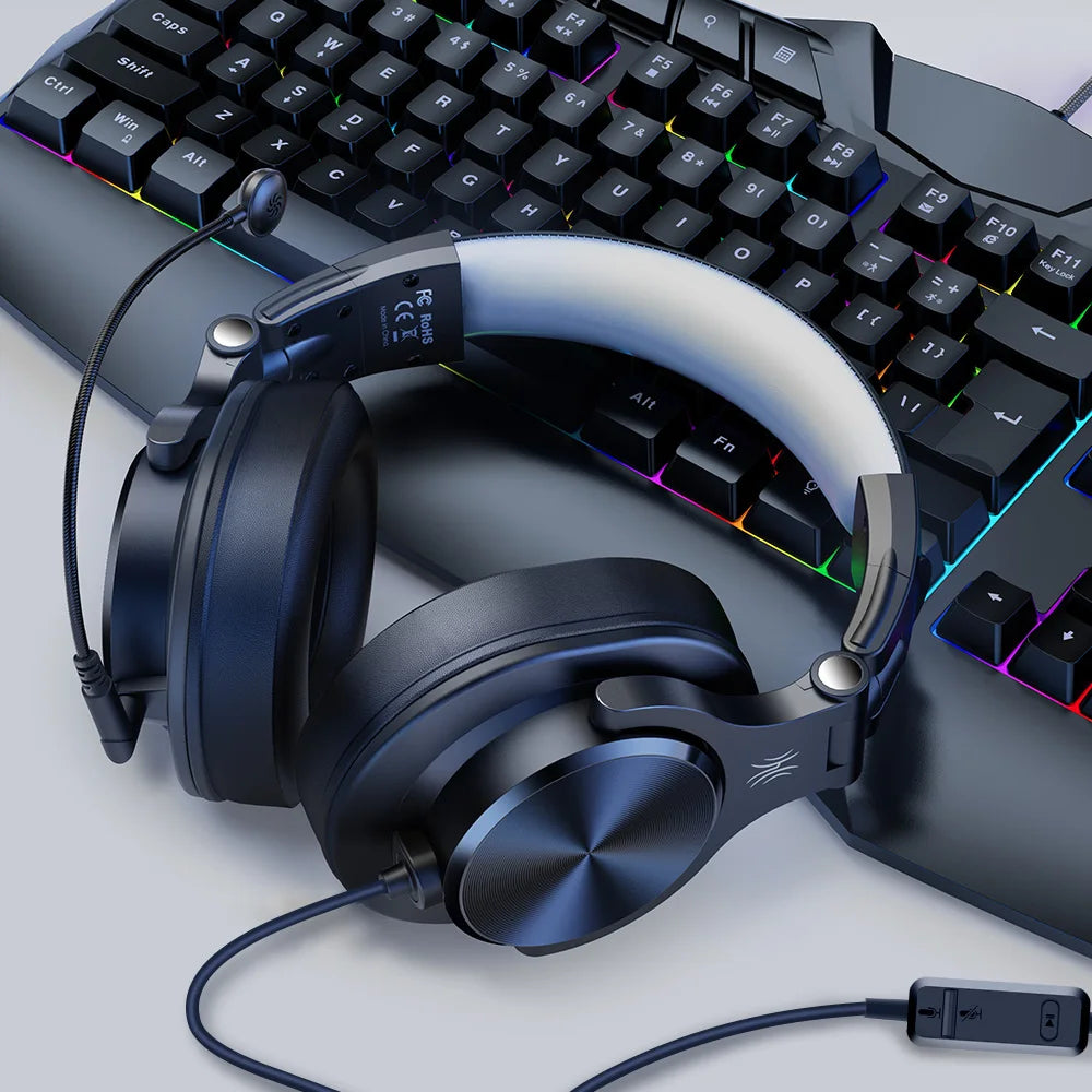 Oneodio A71D Wired Gaming Headset Gamer Over Ear Hi-Res Audio Headphones With Detachable Microphone For PC Computer PS4 PS5 Xbox