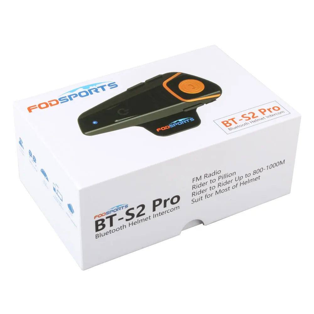 Fodsports BT-S2 Pro motorcycle helmet intercom motorbike wireless bluetooth headset waterproof 1000m BT 5.0 Interphone FM Type-C