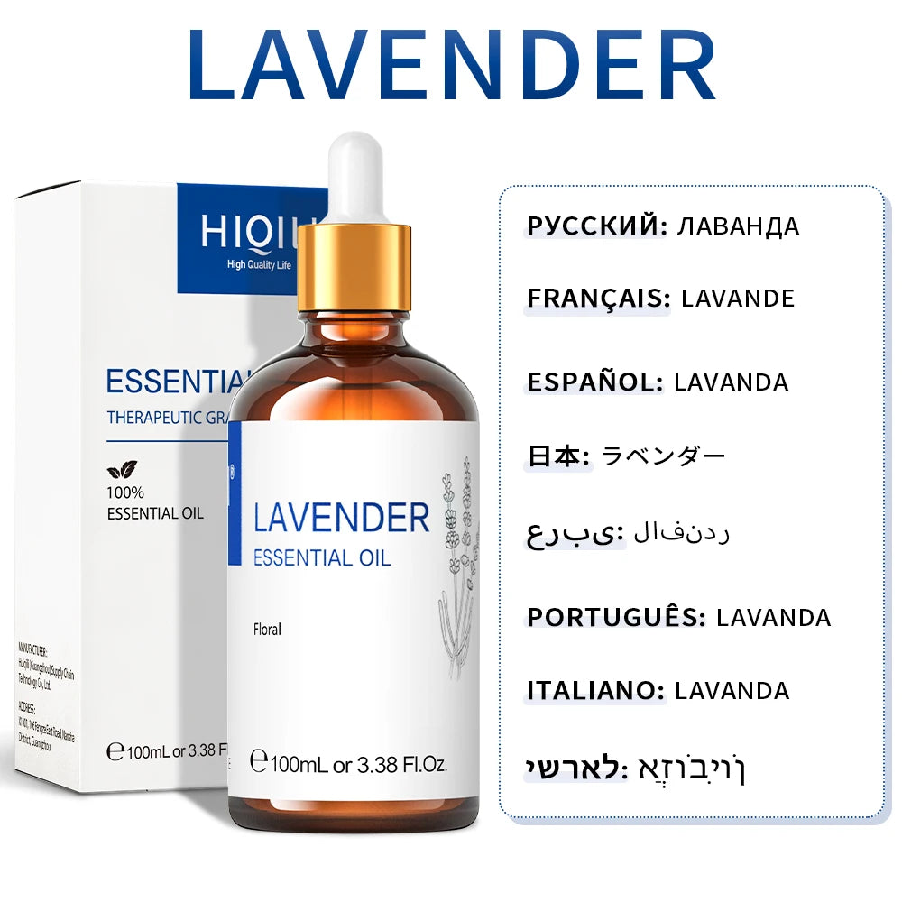 Hot Trend Vault HIQILI Essential Oil Blend 100ml calming diffuser surrounded by spa fans, showcasing the essential oil bottle and relaxing ambiance.