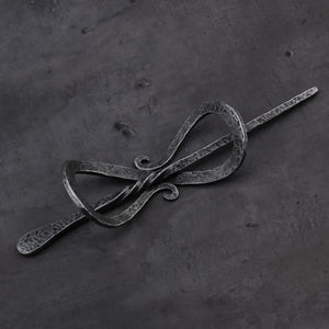 Viking-inspired iron-colored metal hairpins for women, ethnic style hair sticks made of zinc alloy with decorative details.