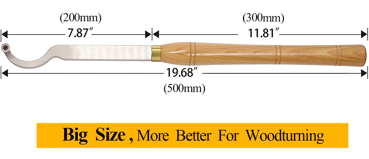 20 Inches Swan Neck Hollower Round 12X2.5mm Carbide Tipped Wood Turning Tools With Solid Wooden Handle For Wood Carpenter