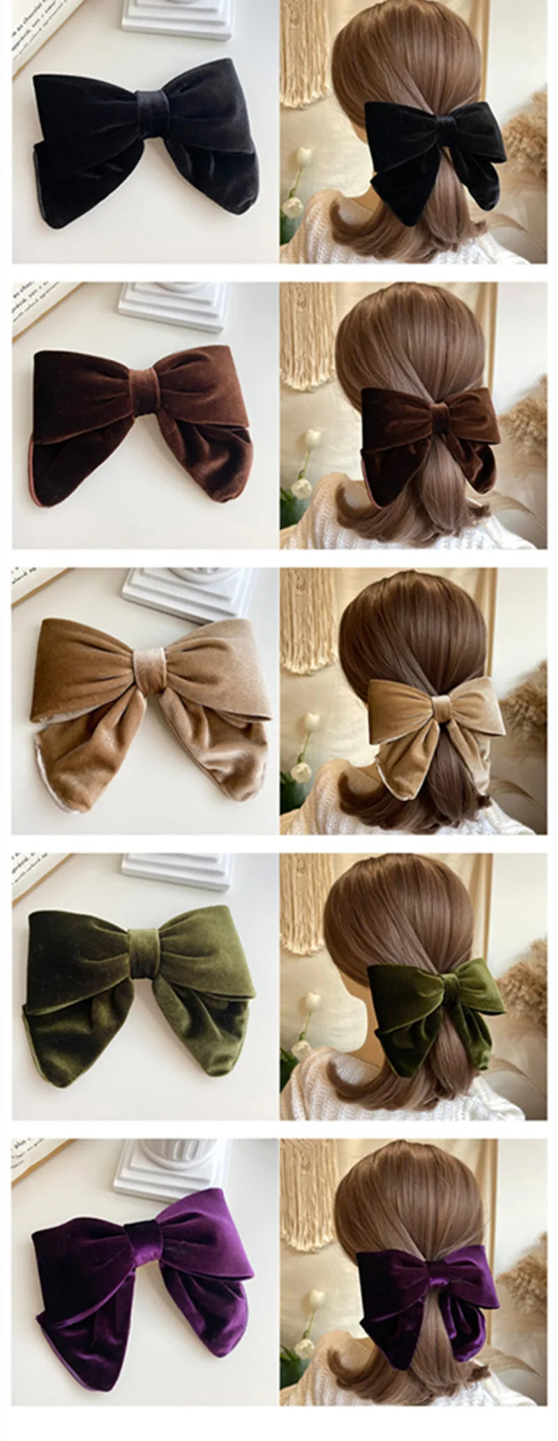 Velvet hair clips with three-dimensional bowknot design for women and girls, elegant accessory by Hot Trend Vault.