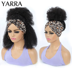 Hot Trend Vault Yarra Remy Brazilian Kinky Curly Headband Wig in black for women, showing the textured curly hair style.
