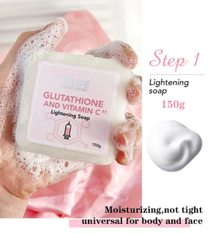 Hot Trend Vault AILKE Whitening Skin Care Set with glutathione for all skin types, featuring skincare bottles and containers.