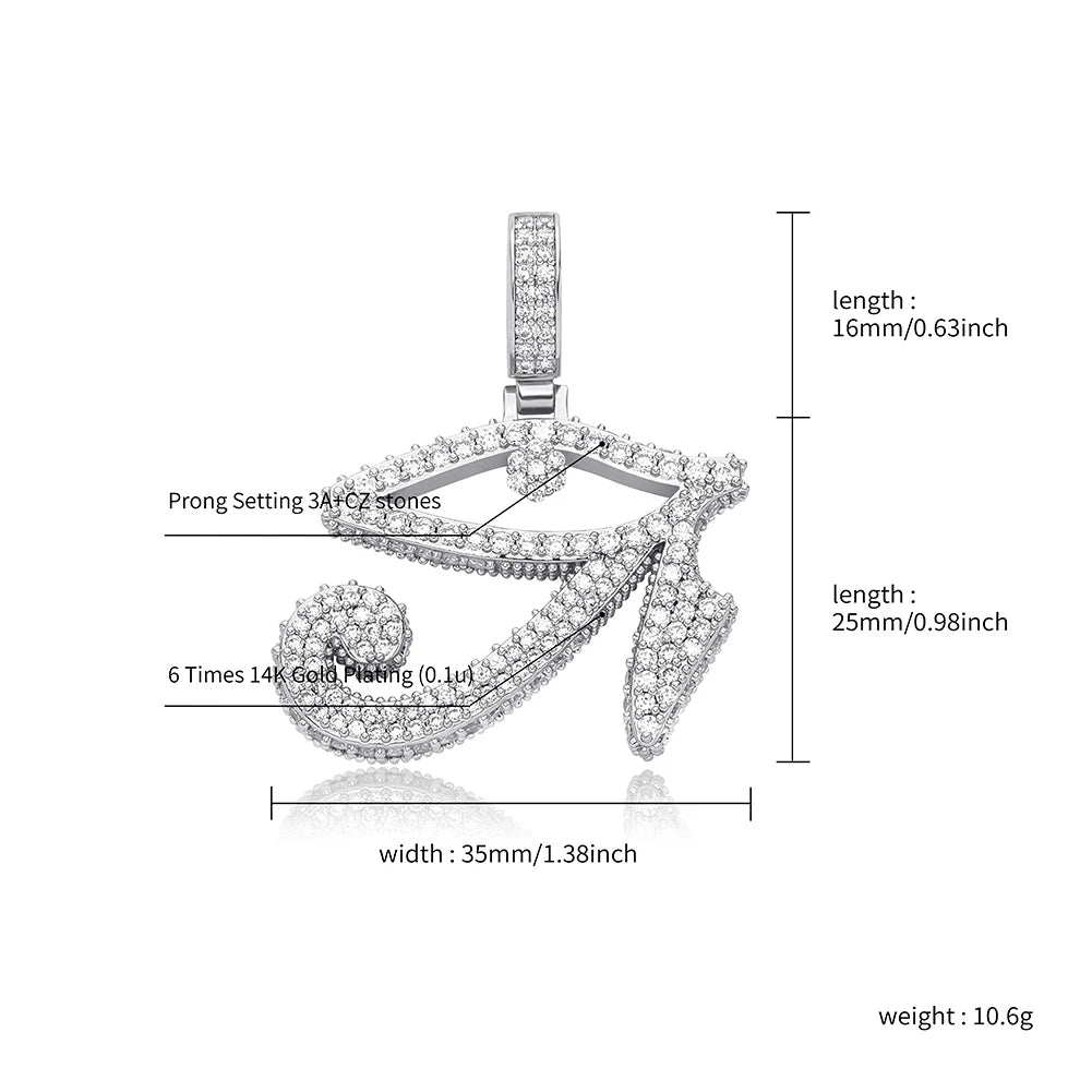 TOPGRILLZ Eye of Horus Pendant Necklace With Tennis Chain Gold Color Iced Out Cubic Zirconia Hip Hop Rock Fashion Jewelry Gift