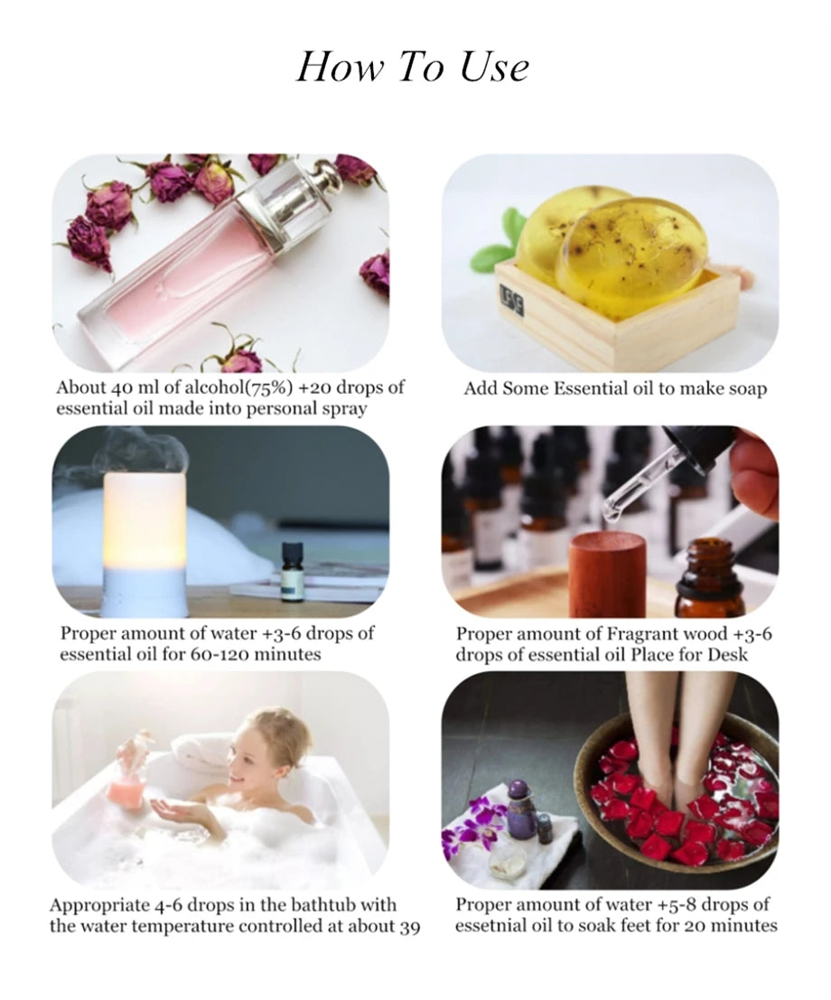 100ML Sandalwood Pure Natural Essential Oil Diffuser Lavender Jasmine Eucalyptus Frankincense Mint Orange Lemon Ylang Aroma Oil