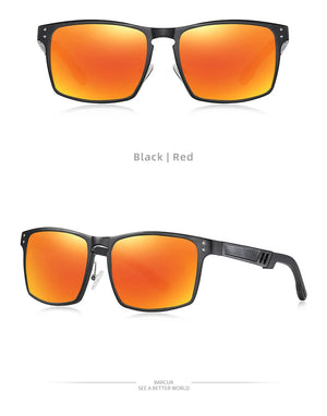 Unisex vintage square polarized sunglasses with aluminum magnesium frame, sports style, by Hot Trend Vault