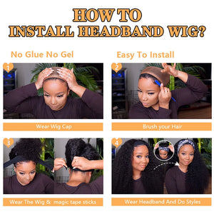 Hot Trend Vault Yarra Brazilian Kinky Curly Remy headband wig for women, showcasing curly hair with a comfortable headband style.
