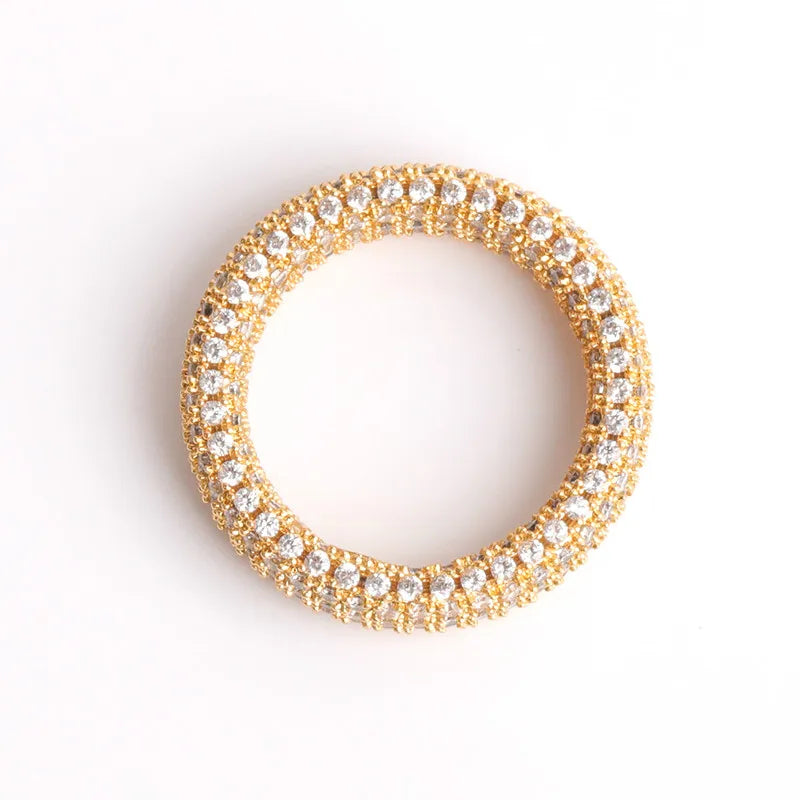 Iced-out Cubic Zirconia Ring for Men 24k Gold Color Plated Hip Hop Rock Street Jewelry