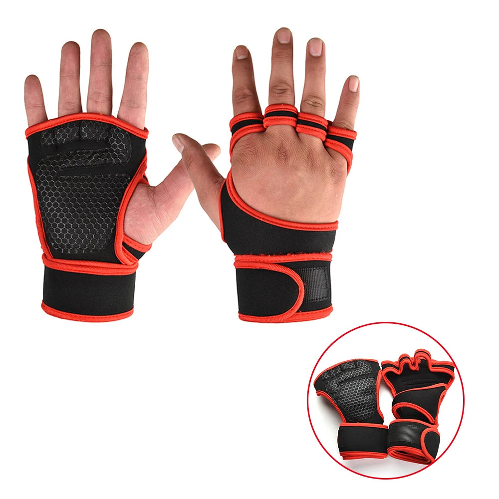 Guantes de gimnasio para entrenamiento para hombres y mujeres, protector de muñeca y palma para levantamiento de pesas