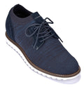 Men's Navy CALTO J1507 lightweight knit shoes by Hot Trend Vault with 3.2-inch height boost and supportive design.