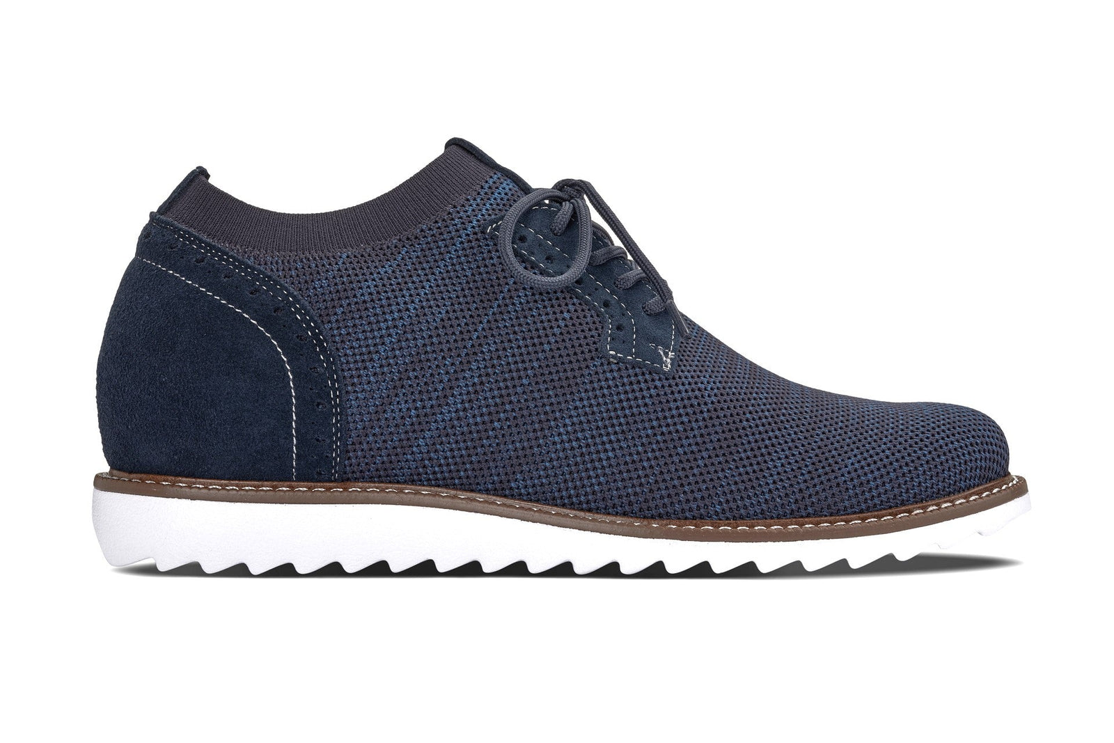 Men's Navy CALTO J1507 lightweight knit shoes by Hot Trend Vault with 3.2-inch height boost and supportive design.
