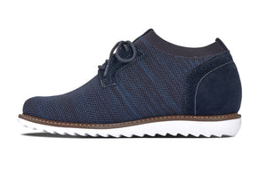 Men's navy height boost knit shoes by Hot Trend Vault with lightweight design, adding 3.2 inches of extra height.