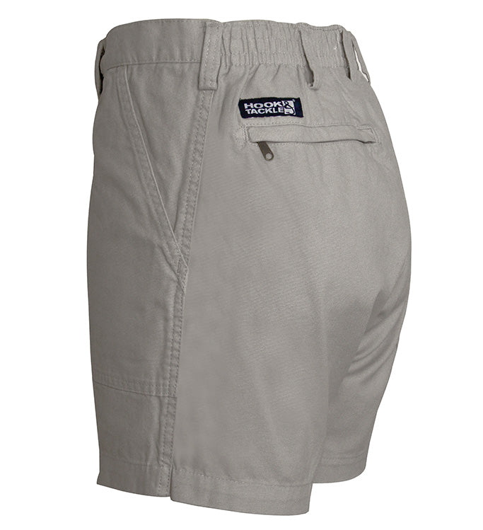 Men's casual cotton fishing shorts with built-in stretch from Hot Trend Vault, featuring a beer can island print and comfortable fit.