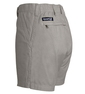 Men's casual cotton fishing shorts with built-in stretch from Hot Trend Vault, featuring a beer can island print and comfortable fit.