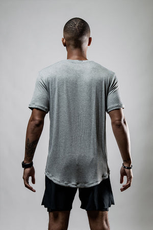 Men's breathable Terra Bamboo Tee by Hot Trend Vault in ashline, featuring moisture-wicking and odor-resistant fabric.