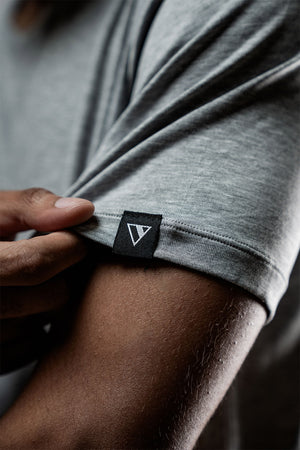 Men's Terra Bamboo Tee by Hot Trend Vault in ashline, featuring breathable, moisture-wicking, odor-resistant fabric.