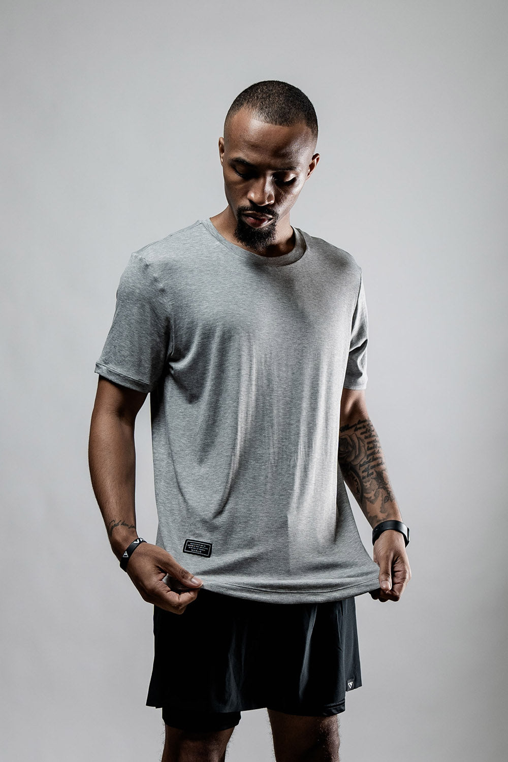 Men's breathable Terra Bamboo Tee shirt in ashline color by Hot Trend Vault, designed for moisture-wicking and odor resistance.