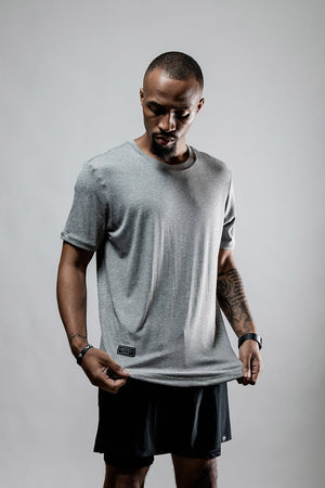 Men's breathable Terra Bamboo Tee shirt in ashline color by Hot Trend Vault, designed for moisture-wicking and odor resistance.