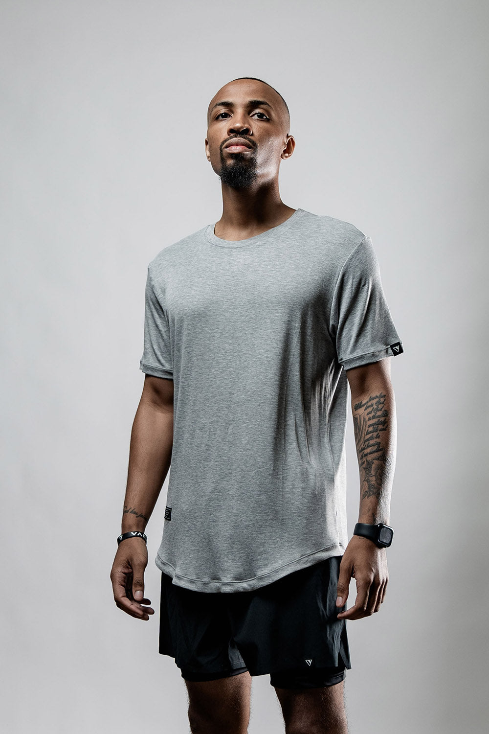 Men's breathable Terra bamboo shirt by Hot Trend Vault, showing the lightweight, ash-colored moisture-wicking and odor-resistant tee.