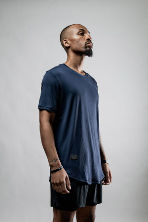 Men's Deepline Blue Bamboo T-shirt from Hot Trend Vault, featuring a comfortable, casual fit and soft fabric in a vibrant blue color.