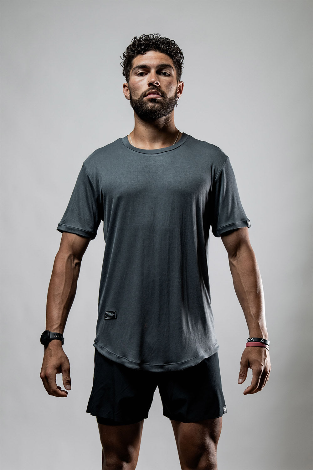 Men's Everyday Terra Tee in Onyx Drift bamboo fabric, casual shirt from Hot Trend Vault with a comfortable fit.