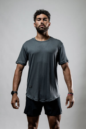 Men's Everyday Terra Tee in Onyx Drift bamboo fabric, casual shirt from Hot Trend Vault with a comfortable fit.