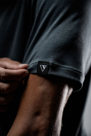 Men's Everyday Terra Tee by Hot Trend Vault in Onyx Drift bamboo, showcasing a comfortable, casual shirt with a relaxed fit.