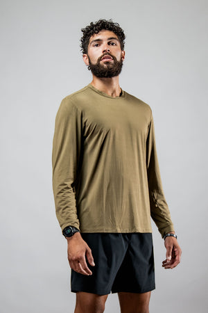 Men's Terra Recovery Field Shirt by Hot Trend Vault, amber long sleeve shirt with rugged outdoor style and performance fabric.
