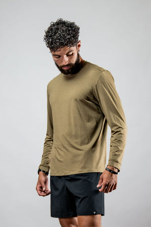 Men's Timber Performance Terra Recovery Field Shirt by Hot Trend Vault, long sleeve, amber color, casual outdoor style.