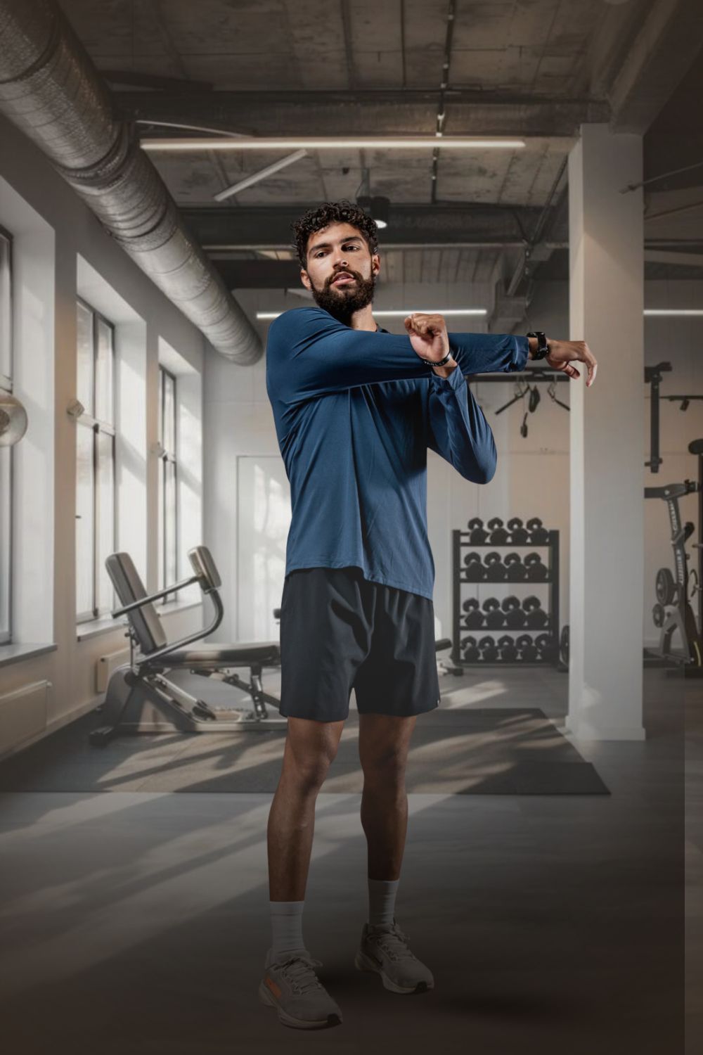 Men's Terra Recovery Field Shirt in deep blue, long sleeve design by Hot Trend Vault, ideal for recovery and movement.