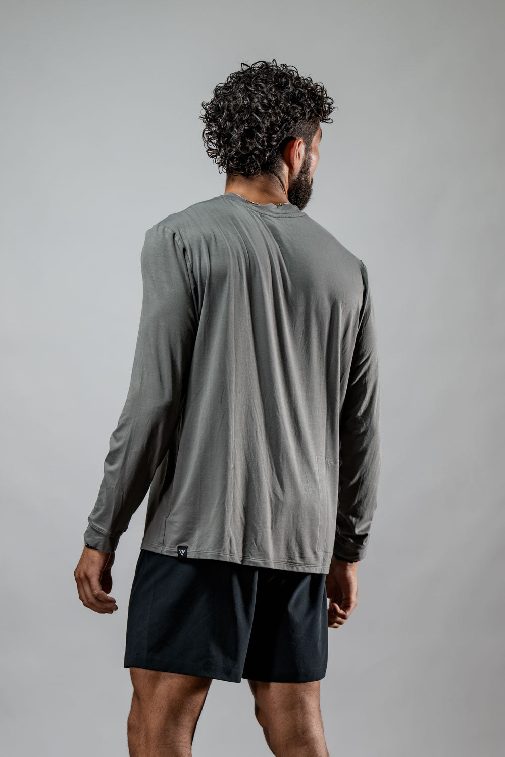 Men's Terra Recovery Field Shirt in stone gray, long sleeve crewneck by Hot Trend Vault, featuring a casual outdoor style.