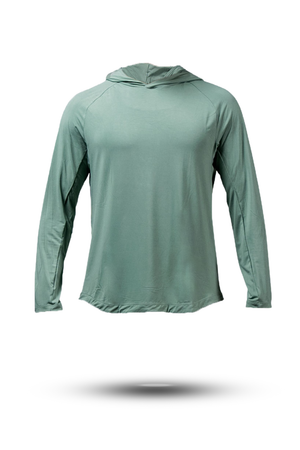 Men's Terra Recovery Element Hoodie Shirt in low light olive color, made by Hot Trend Vault, featuring a casual hoodie design.