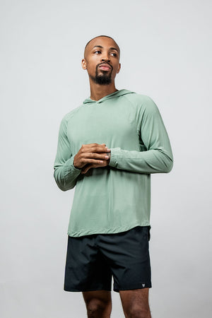 Men's Terra Recovery Element Hoodie Shirt in low light olive color by Hot Trend Vault, featuring a casual hoodie design.