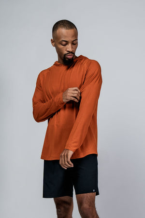 Men's Terra Recovery Element hoodie shirt in Sunfire Clay by Hot Trend Vault, featuring a comfortable fit and casual style.