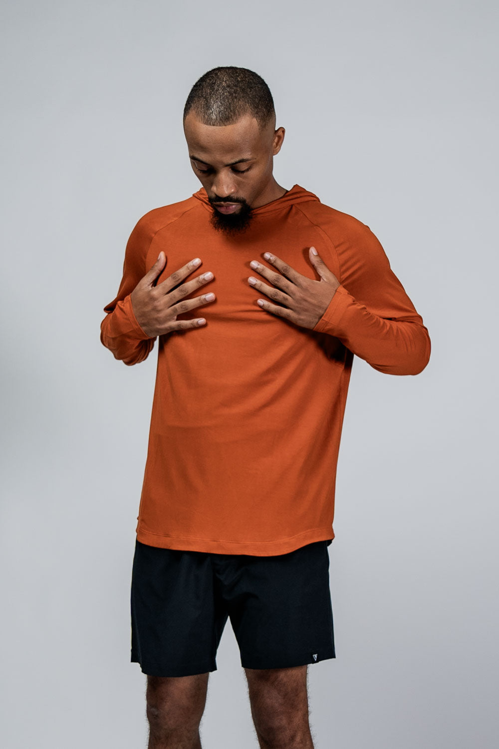 Men's Terra Recovery Element Hoodie Shirt in Sunfire Clay by Hot Trend Vault, featuring a comfortable olive clay hoodie for men.