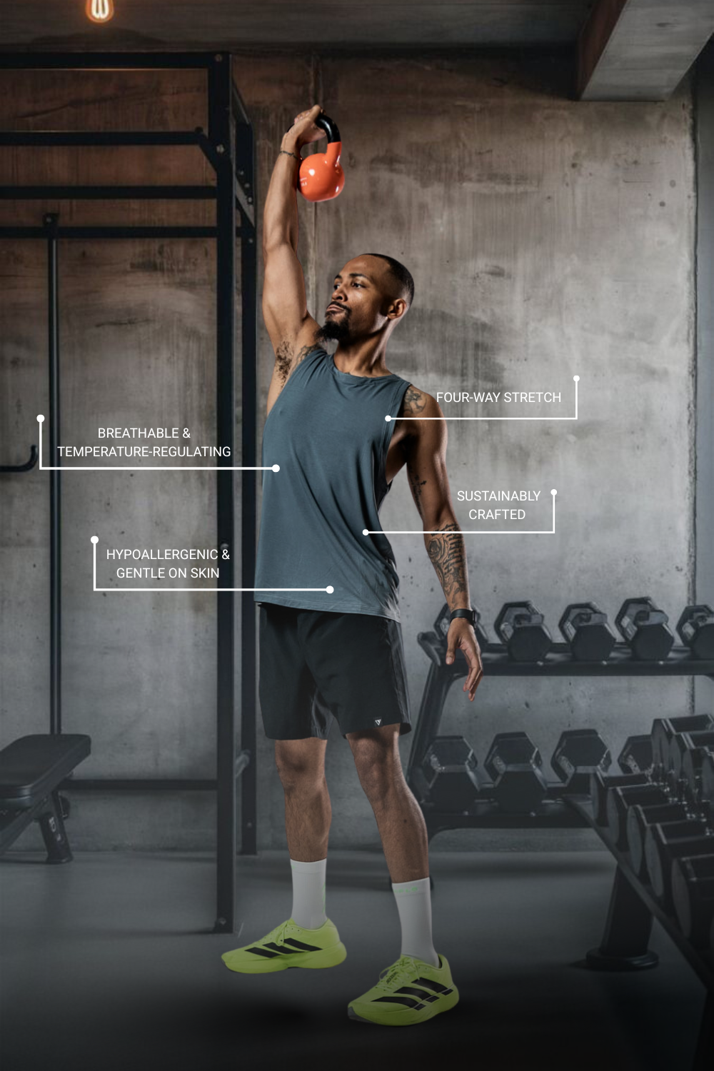 Men's ash gray Terra Recovery Tank Top by Hot Trend Vault, designed for everyday movement and active wear.
