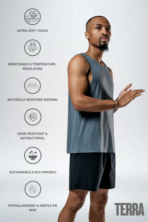 Men's Ash Gray Terra Recovery Tank Top by Hot Trend Vault, designed for everyday movement and comfortable active wear.