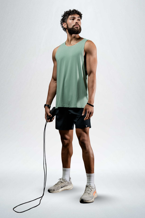 Men's olive green Terra Recovery Tank top from Hot Trend Vault, designed for everyday movement and low-light wear.