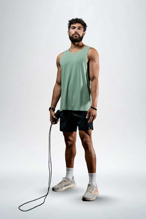 Men's olive green Terra Recovery Tank top by Hot Trend Vault, lightweight and ideal for everyday movement and casual wear.