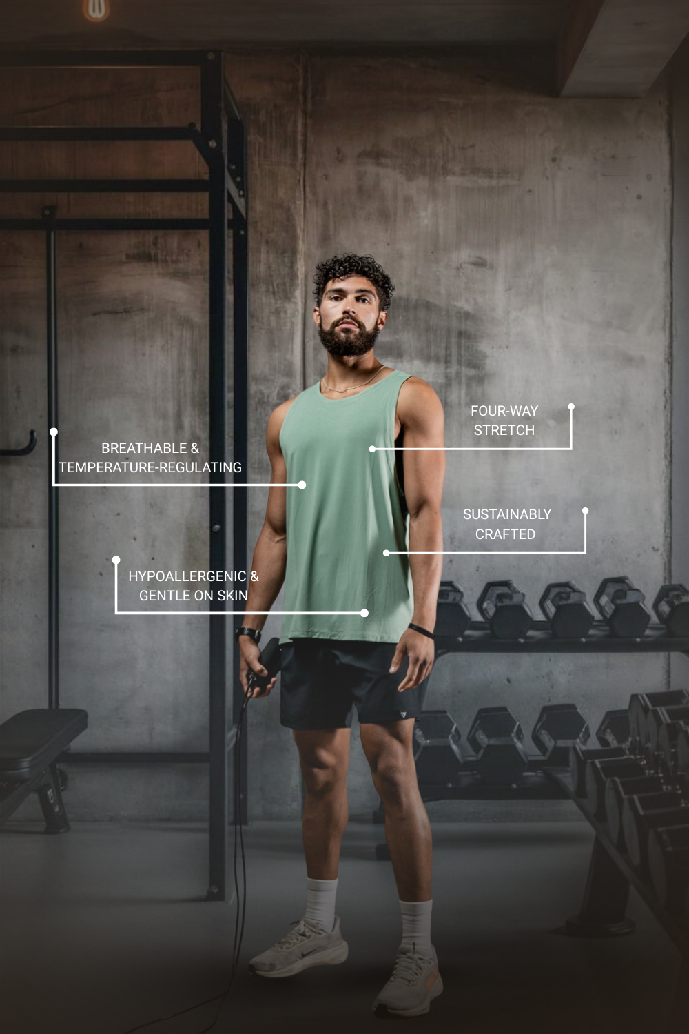 Men's olive green Terra Recovery Tank top by Hot Trend Vault, low-light style, perfect for everyday movement and casual wear.