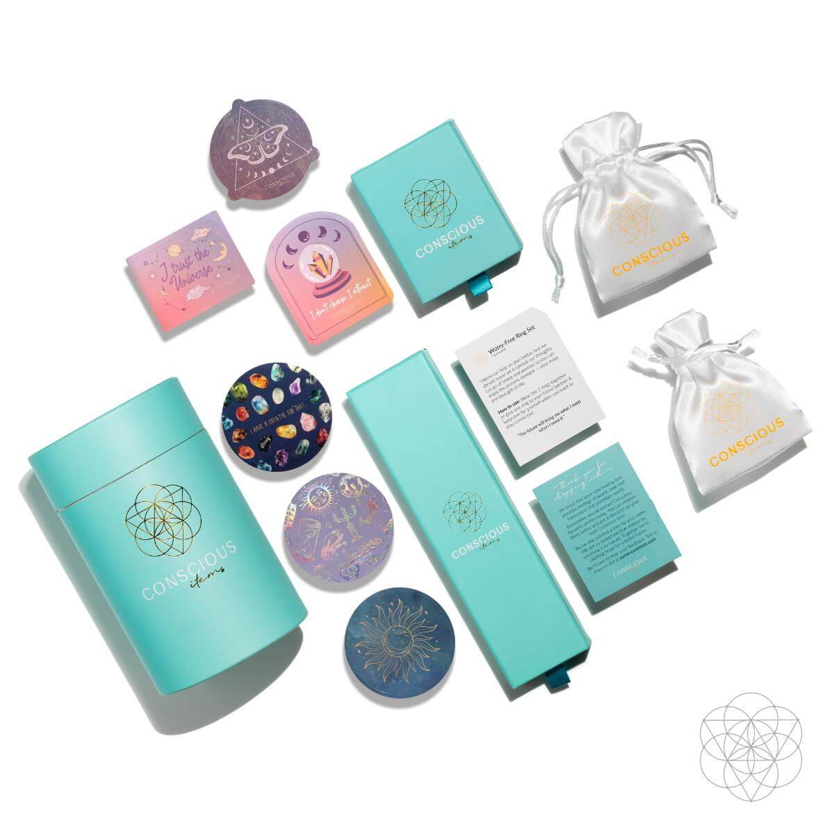 Hot Trend Vault Aura Shield Kyanite pendant for aura cleansing and stress relief, shown with packaging stickers.