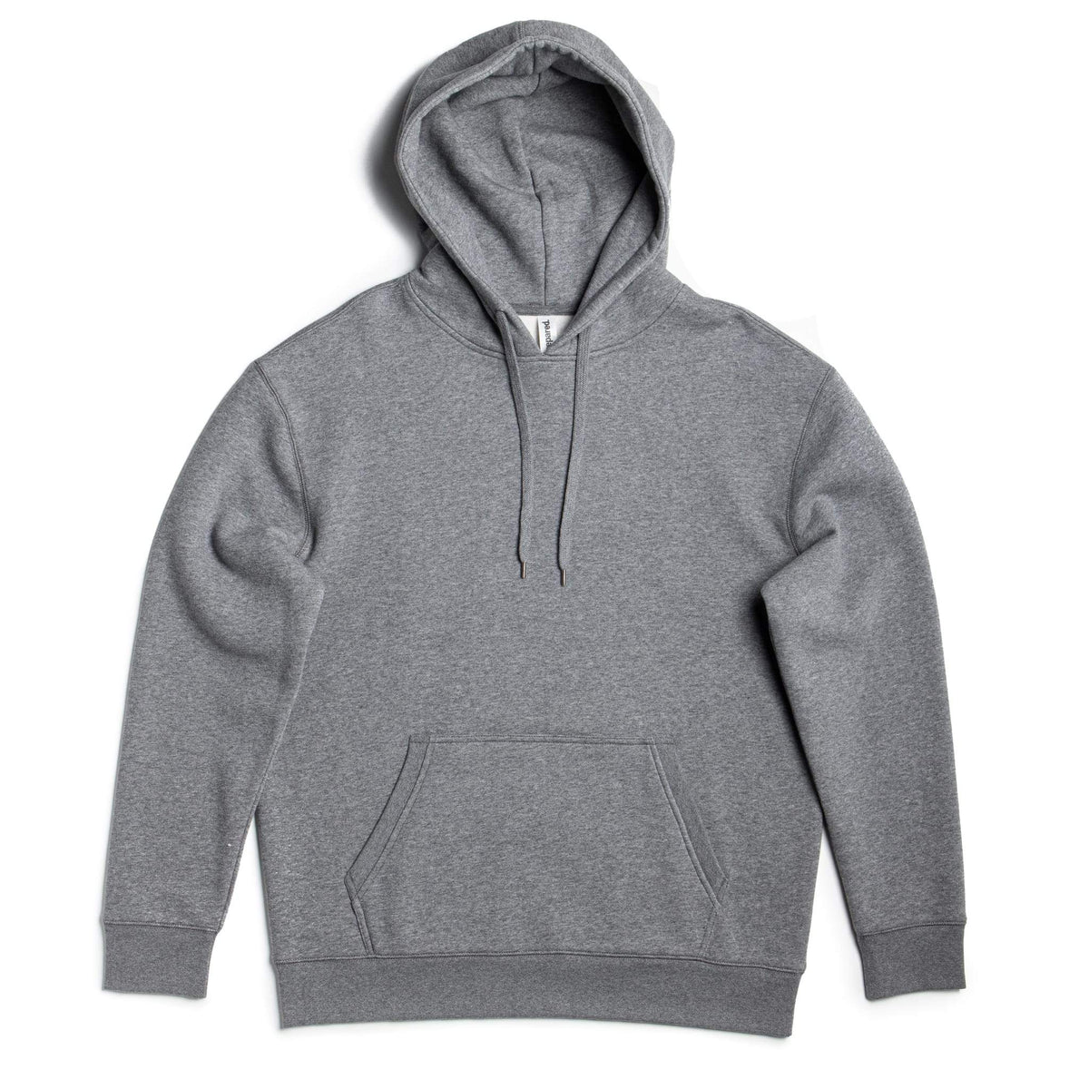 Mens heavyweight fleece hoodie by SpectraUSA in gunmetal heather, made from 10 oz cotton-polyester blend with a cozy fleece interior.