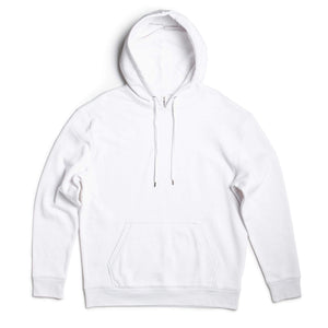 White heavyweight fleece pullover hoodie by SpectraUSA, made from 10 oz cotton-polyester blend, featuring a comfortable hood and casual fit.