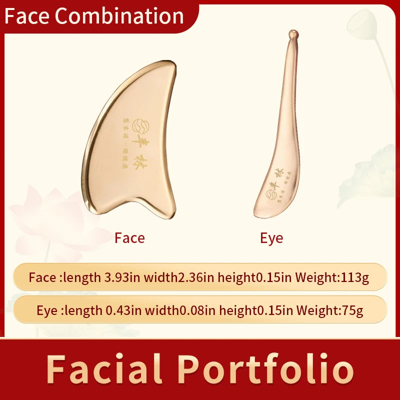 face massage tool gua sha facial beauty tool  eye instrument brass scraping plate beauty instrument  Metal massage plate