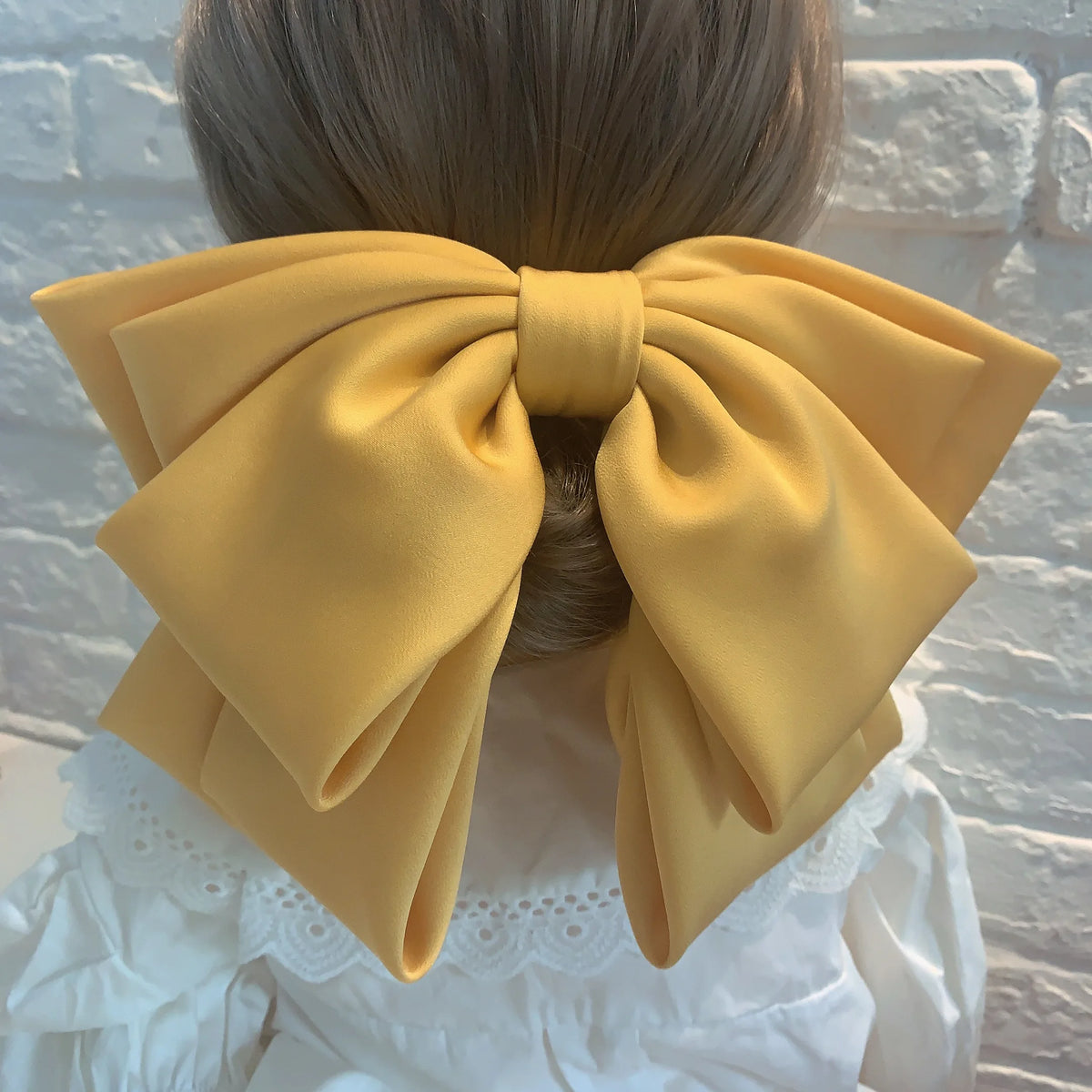 Large satin bow hairpin for women, retro style hair clip from Hot Trend Vault featuring a classic bow design.